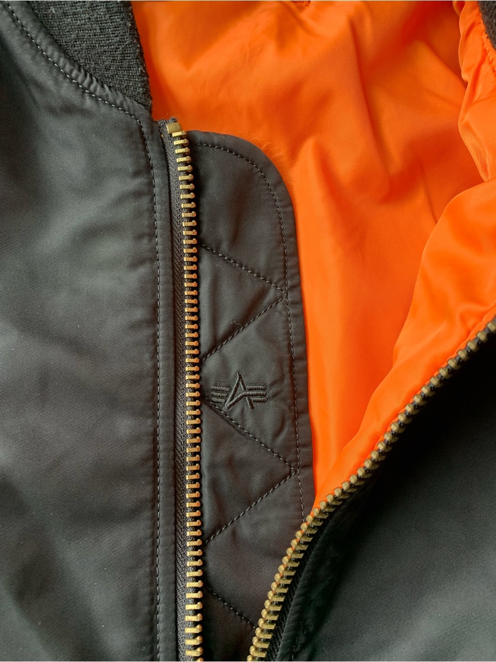 Alpha Industries Black Bomber Jacket with Orange Lining size Small - Picture 9 of 11